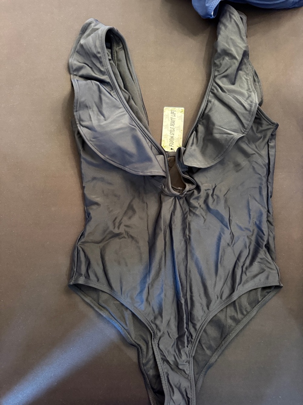 One-Piece Swimsuit with Ruffle V-Neck